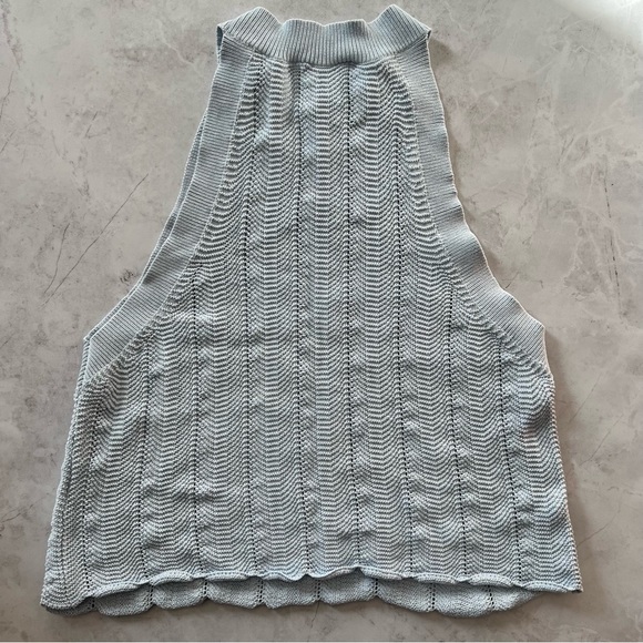 🍉 Aritzia Wilfred Halter Tank Baby Blue Scallop Trim Small - Picture 3 of 6